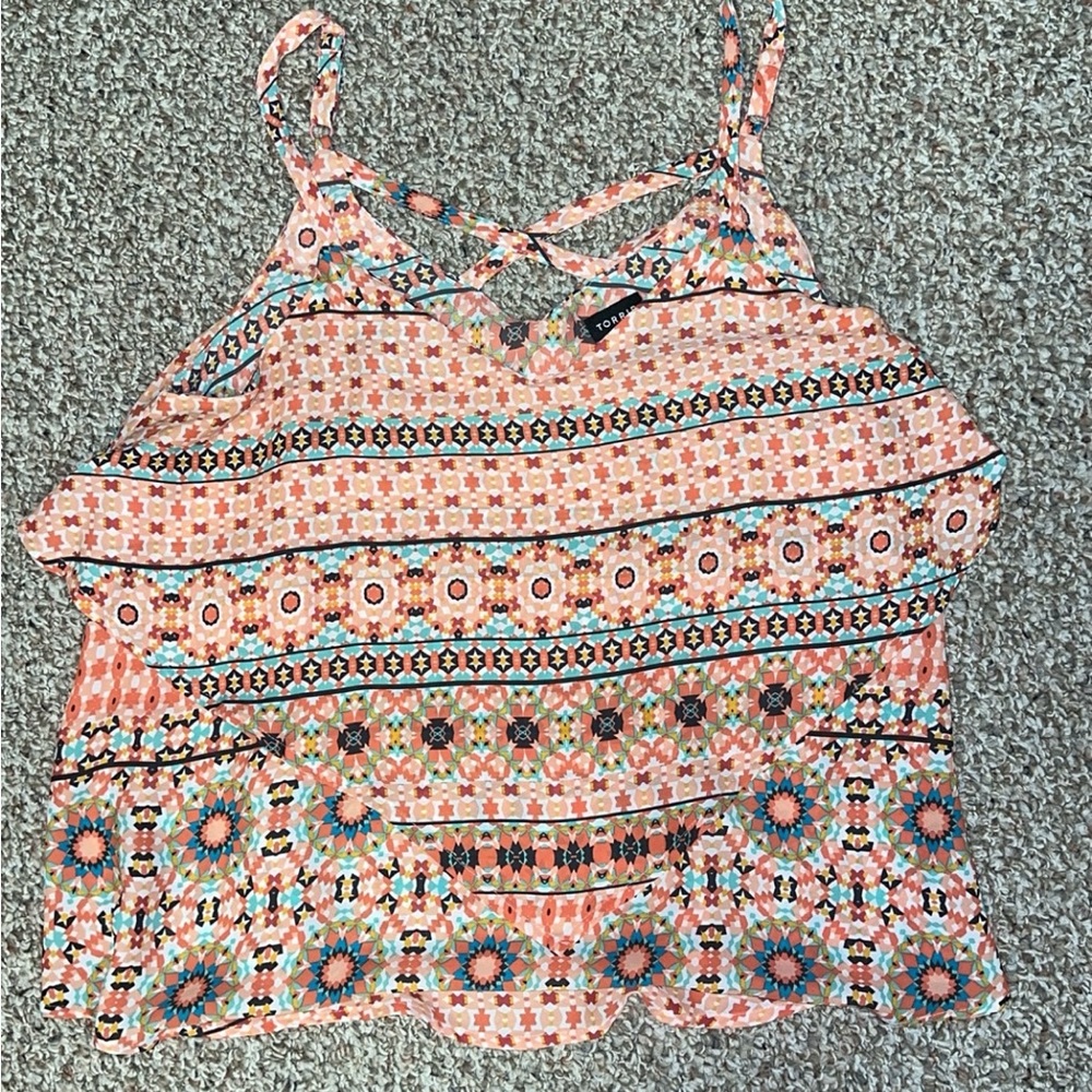 Tiered criss cross tank top
